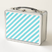 Classic blue and white diagonal stripes metall brotdose (Vorderseite)