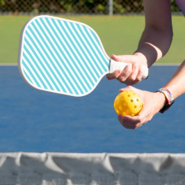Classic blue and white diagonal stripes pickleball schläger