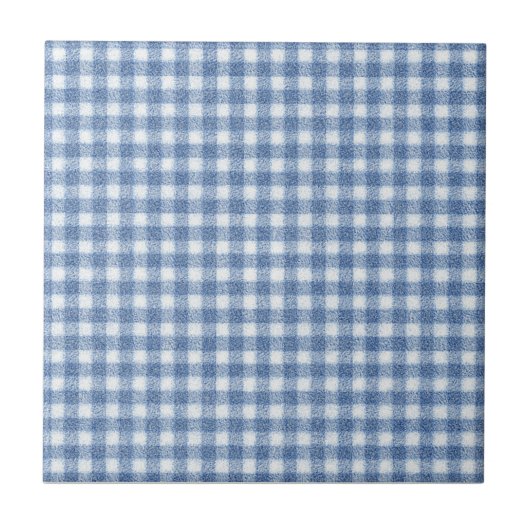 Classic Blue and White Gingham Check  Fliese (Vorderseite)