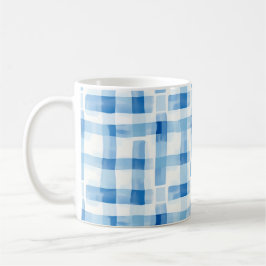 Classic Blue and White Gingham Checkered Pattern Kaffeetasse