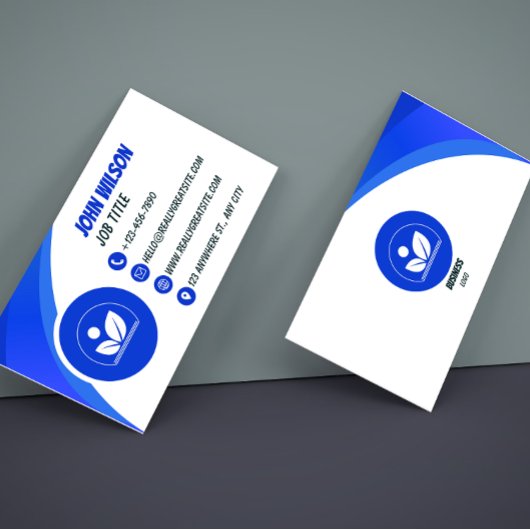 Classic Blue and White Modern Business Card Visitenkarte