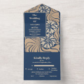 Classic Blue Art Nouveau Wedding All In One Einladung (Innen Boden)