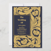 Classic Blue Art Nouveau Wedding Einladung (Vorderseite)