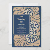Classic Blue Art Nouveau Wedding Einladung (Vorderseite)