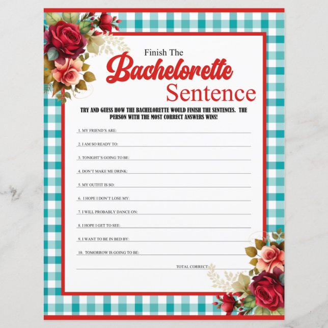 Classic Blue Bachelorette beendet Sentenzspiel (Vorderseite)