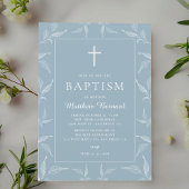 Classic Blue Baptism Boy Elegante Einladung
