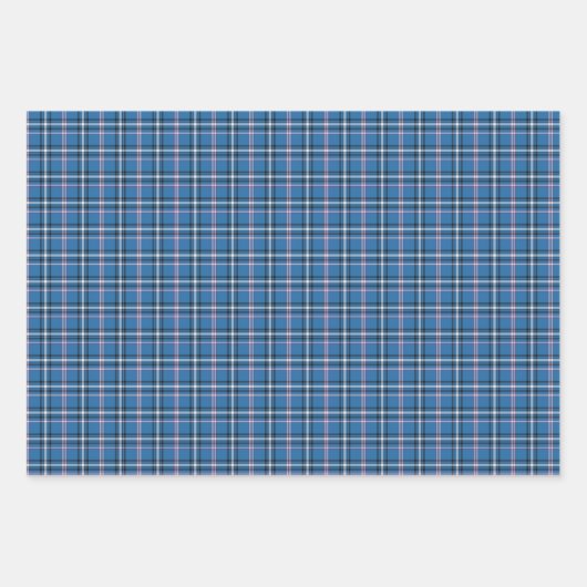 Classic Blue Black White Plaid Geschenkpapier Set (Vorderseite 3)