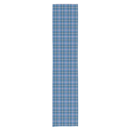 Classic Blue Black White Plaid Table Runner Kurzer Tischläufer (Vorderseite)