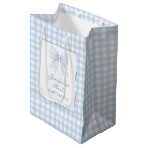Classic Blue Bogen Baby Dusche Danke Geschenktasch Mittlere Geschenktüte