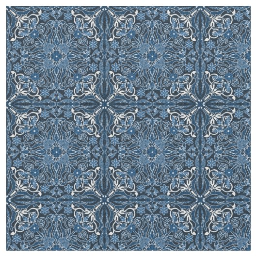 Classic Blue Boho Tiles Stoff (Nahaufnahme)