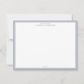 Classic Blue Border Monogram Stationery Note Card Einladung (Vorderseite)