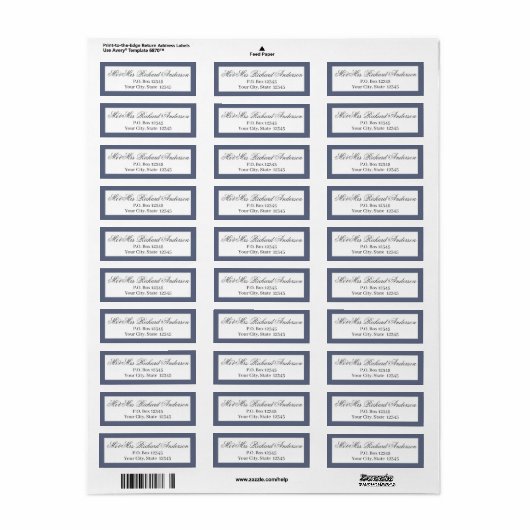 Classic Blue Border Returner Address Labels (Vorne)