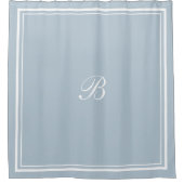 Classic Blue Border Script Monogram Letter Duschvorhang (Vorderseite)
