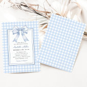 Classic Blue Bow Gingham Boy Baby Shower Einladung