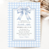 Classic Blue Bow Gingham Boy Baby Shower Einladung