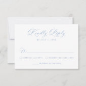 Classic Blue Calligraphy Wedding RSVP Karte (Vorderseite)