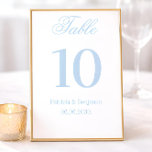 Classic Blue Calligraphy Wedding Table Number Tischnummer<br><div class="desc">These elegant,  luxe wedding table numbers feature a dusty blue border and a lighter blue and white design. There is a mix of classic text and modern calligraphy for a classy and minimalist design perfect for your timeless,  formal reception.</div>