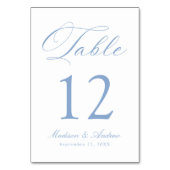 Classic Blue Calligraphy Wedding Tischnummer (Rückseite)