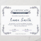 Classic Blue Certificate Of Achievement Template (Vorderseite)