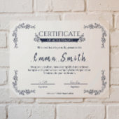 Classic Blue Certificate Of Achievement Template