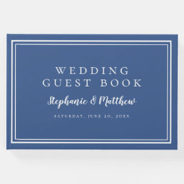 Classic Blue Chic Einfache Minimalistische Hochzei Gästebuch