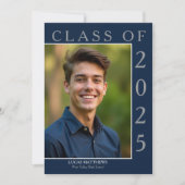 Classic Blue Class 2025 Graduate Custom Foto Einladung (Vorderseite)