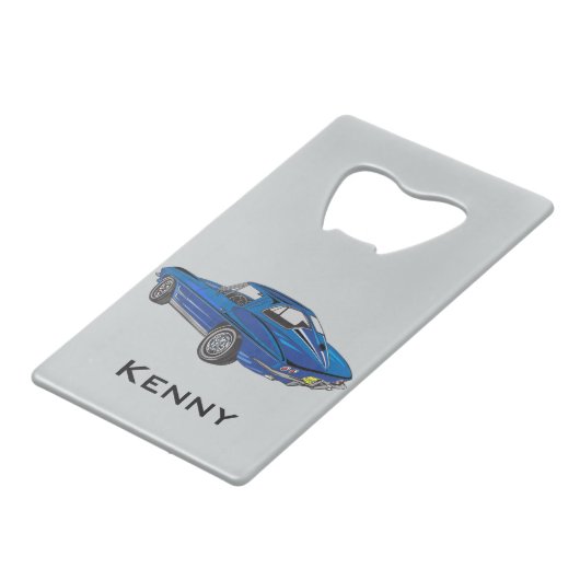 Classic Blue Corvette Design Flaschenöffner (Rückseite Schrägansicht)