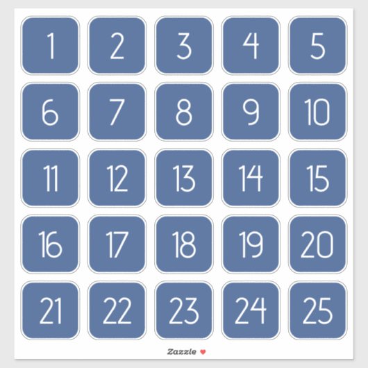 Classic Blue Customizable Square Number Stickers  Aufkleber (Blatt)