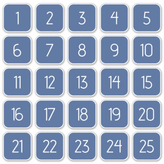 Classic Blue Customizable Square Number Stickers  Aufkleber (Vorderseite)