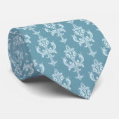 Classic Blue Damask Victorian Ornamental Pattern Krawatte (Gerollt)