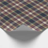 Classic Blue Dark Green Red Plaid Pattern Holiday Geschenkpapier (Ecke)
