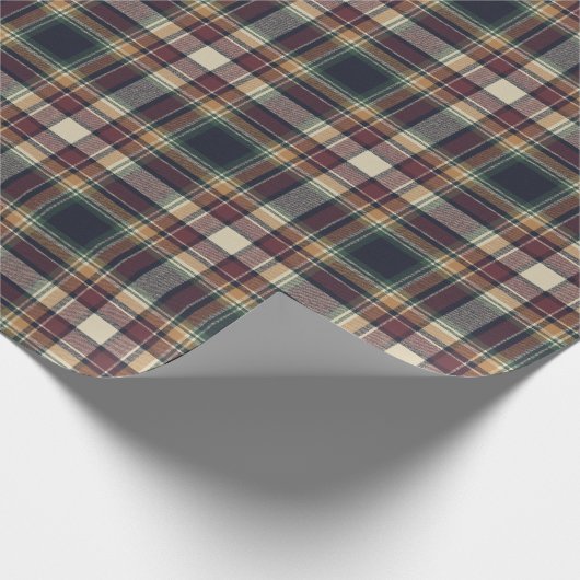 Classic Blue Dark Green Red Plaid Pattern Holiday Geschenkpapier (Ecke)