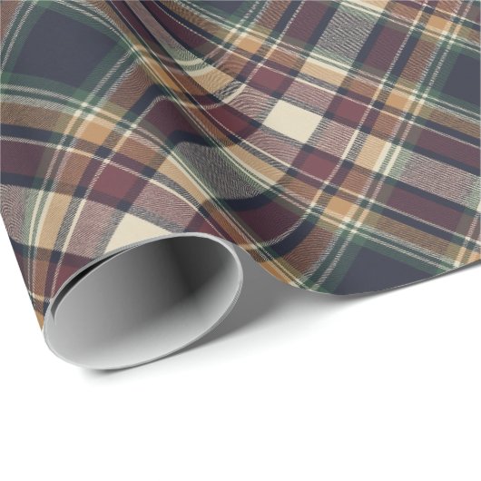 Classic Blue Dark Green Red Plaid Pattern Holiday Geschenkpapier (Rolleneckpunkt)