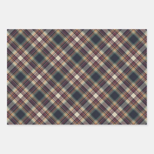 Classic Blue Dark Green Red Plaid Pattern Holiday Geschenkpapier Set (Vorderseite 2)