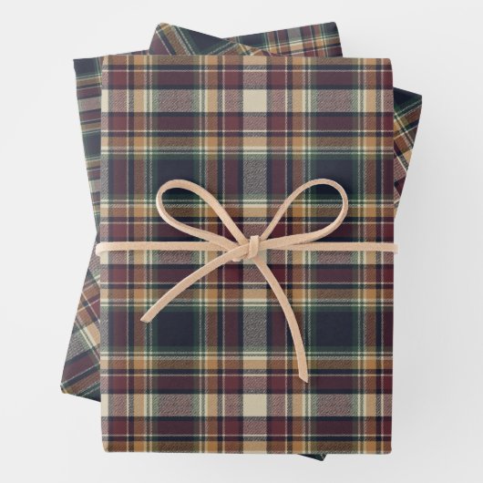 Classic Blue Dark Green Red Plaid Pattern Holiday Geschenkpapier Set (Beispiel)