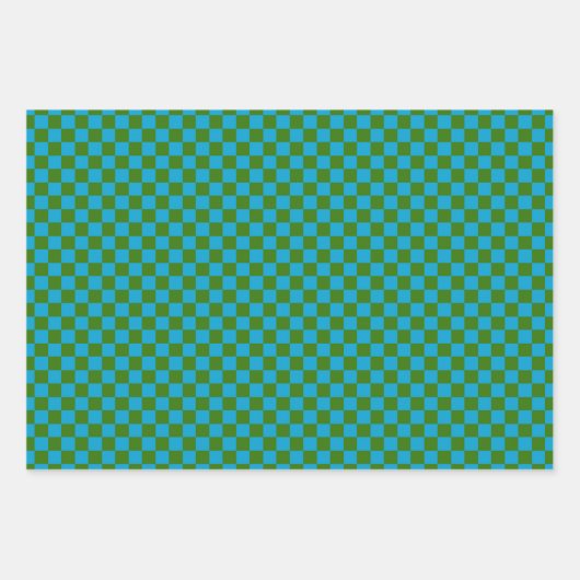 Classic Blue, Dunkelgrün Kariert Geschenkpapier Set (Vorderseite 2)