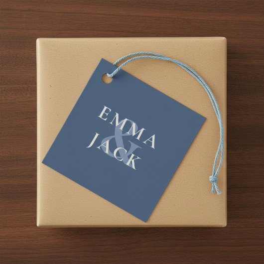 Classic Blue Elegant Serif Schriftart Moderne Ampe Geschenkanhänger