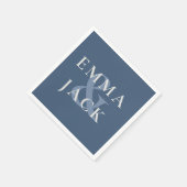 Classic Blue Elegant Serif Schriftart Moderne Ampe Serviette (Ecke)