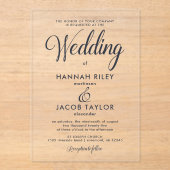 Classic Blue Elegante Wedding Acryleinladungen (Vorderseite)