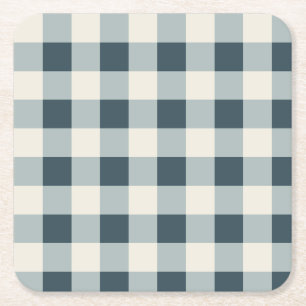 Classic Blue Farmhouse Gingham Style Rechteckiger Pappuntersetzer