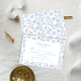 Classic Blue Floral Garden Toile Response Card RSVP Karte