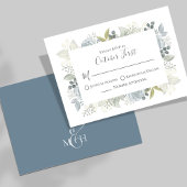Classic Blue Floral Simple Elegante Calligraphie RSVP Karte