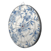 Classic Blue Floral Toile Watercolor Pattern White Dartscheibe (Vorderseite rechts)