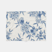Classic Blue Floral Toile Watercolor Pattern White Fleecedecke (Vorderseite (Horizontal))