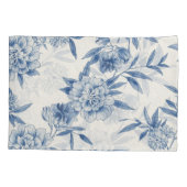 Classic Blue Floral Toile Watercolor Pattern White Kissenbezug (Rückseite)