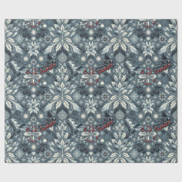 Classic Blue Floral Trimming Weihnachten Geschenkpapier