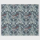 Classic Blue Floral Trimming Weihnachten Geschenkpapier (Flach)