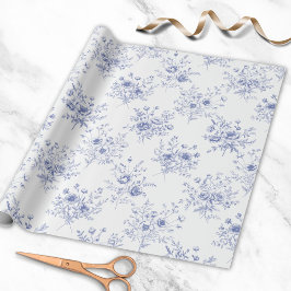 Classic Blue Flowers Pattern French blue toile Geschenkpapier