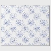Classic Blue Flowers Pattern French blue toile Geschenkpapier (Flach)