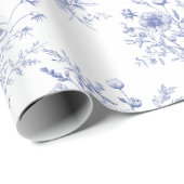 Classic Blue Flowers Pattern French blue toile Geschenkpapier (Rolleneckpunkt)
